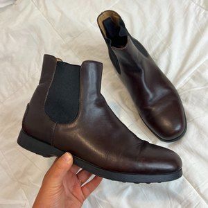 The Car Shoe Men's Brown Leather Pull On Ankle Boots Size 6